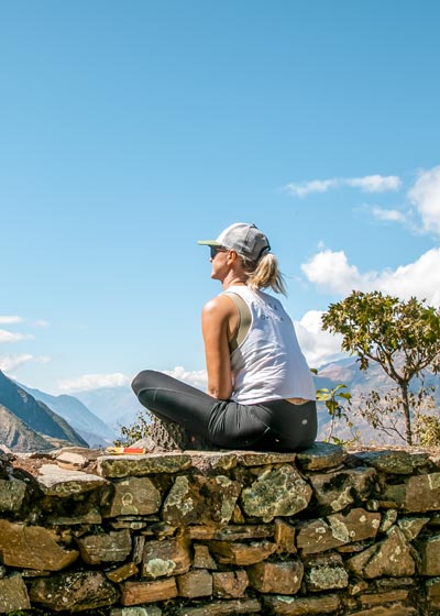 Tourist enjoying the scenery in Choquequirao