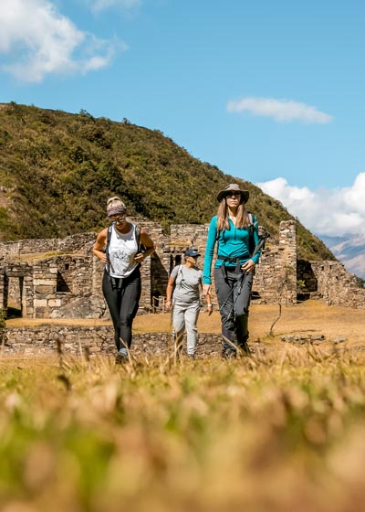 Tourists at Choquequirao archaeological site